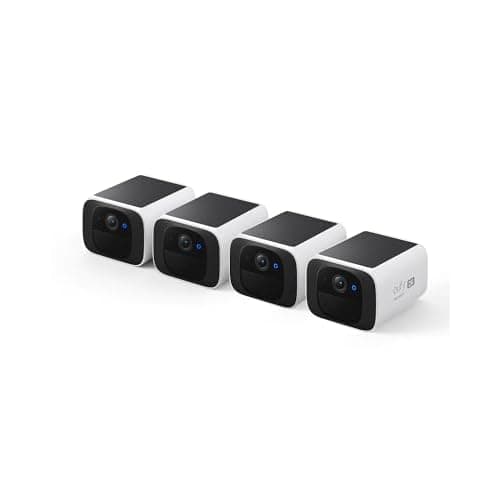 eufy Security S220 SoloCam 4-Cam Pack, Solar Charging, Wireless Outdoor Camera, Continuous Power, 2K Resolution, Build-in 8GB, Day and Night Clarity, 2.4 GHz Wi-Fi, No Monthly Fee