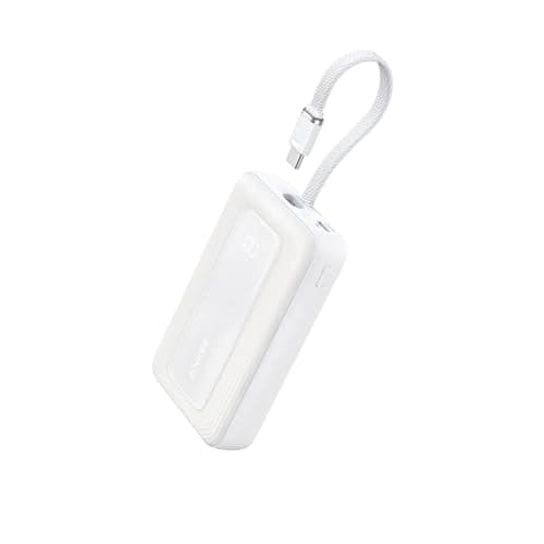 Anker Zolo Power Bank (2025 Upgraded Version), 20,000mAh 30W High-Speed Portable Charger with Built-in USB-C Cable, Battery Pack for iPhone 17/16 / 15 Series, Galaxy, and More White 20000 Mi