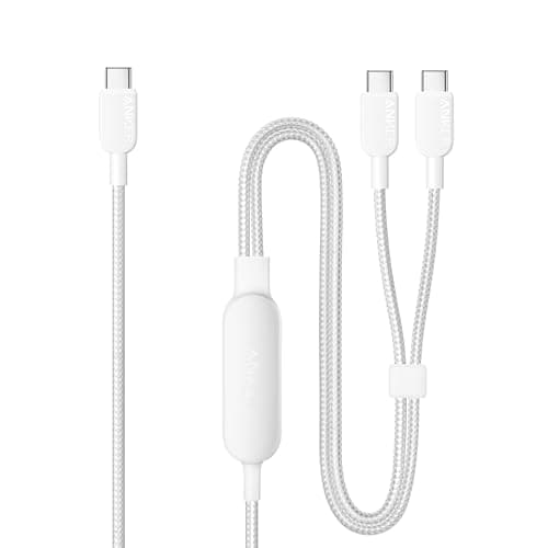 Anker Cable,4FT 2-in-1 USB C to USB C Cable 140W Max,Fast Charging for iPhone 17/17 Pro Max/16 Series,MacBook Air/Pro,and More(Braided,White) 4FT White