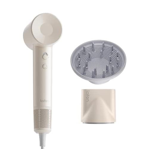Laifen SE Lite Hair Dryer, Negative Ionic Blow Dryer with 100,000 RPM Brushless Motor for Fast Drying, High-Speed Low Noise Hair Dryer with Lightweight Design and 2 Nozzles Milktea, HD110, M