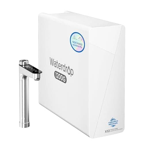 Waterdrop X12 Alkaline Mineral Reverse Osmosis System, NSF/ANSI 42&58&372 Certified, 1200 GPD, 11-Stage Filtration Tankless RO, 3:1 Pure to Drain, UnderSink, Smart Stainless Steel Faucet, BP