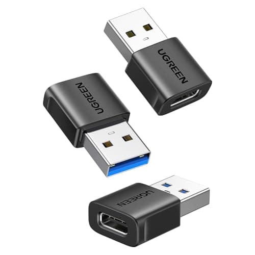 UGREEN USB to USB C Adapter 3Pack, USB C Female to USB Male Adapter 10Gbps Type C Converter for iPhone 17 16 15 14 13 Plus Pro Max,iPad Air Mini 6 7,Samsung Galaxy S23 S24,iPad Air,Black 3 B