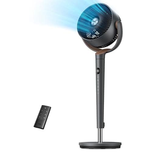DREO Fan for Bedroom, 120° Oscillating Standing Fans, Quiet Floor Fan with DC Motor, 100ft Pedestal Fans for Room, 9 Speeds, 4 modes, 20dB, 120° Manual Vertical, 37-42" Adjustable Height, 9H