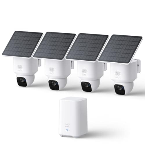 eufy Security SoloCam E30, 4-Cam Pack Kit, Security Cameras Wireless Outdoor, Solar Camera Outdoor Wireless, 360° Pan, AI Tracking, 2K Clarity, No Monthly Fee, Built-in Local Storage (Up to