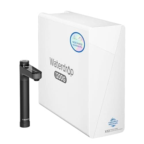 Waterdrop X12-WAB Alkaline Mineral Tankless Reverse Osmosis Water Filter, NSF/ANSI 42&58&372 Certified, 1200 GPD, 11-Stage RO Water Filter System, 3:1 Pure to Drain, Smart Black Faucet, BPA