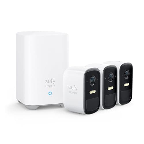 eufy Security eufyCam 2C, überwachungskamera aussen, 180 Tage Akku, HD 1080p, IP67 wetterfest, Nachtsicht, Kompatibel mit HomeKit und Solar Panel,Gebührenfreie Nutzung 3-Kamera-Set Weiß