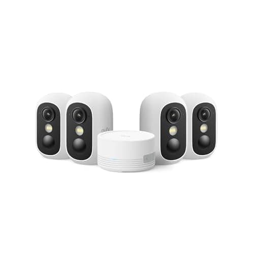 eufy Security eufyCam C35 4-Cam Kit, Wireless Indoor/Outdoor Camera, Magnetic Mount, Color Night Vision, Local Storage, No Monthly Fee, IP67, Facial Recognition, Solar Panel Compatible, Buil