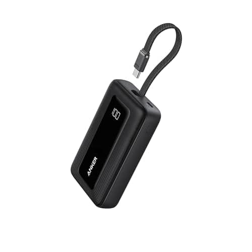 Anker Zolo Power Bank (2025 Upgraded Version), 20,000mAh 30W High-Speed Portable Charger with Built-in USB-C Cable, Battery Pack for iPhone 17/16 / 15 Series, Galaxy, and More Black 20000 Mi