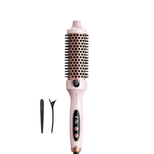 Wavytalk Thermobürste, Blowout Boost Thermal Brush Ionische Rundbürste Lockenbürste, Macht Haar Glatt und Glänzend, 5 Temperaturstufen, Haar schonend, 38mm Fass, Doppelspannung, Sakura Rosa