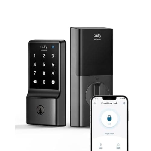 eufy Security Smart Lock C210, Keyless Entry Door Lock, Built-in WiFi Deadbolt, Smart Door Lock, No Bridge Required, Easy Installation, Touchscreen Keypad, App Remote Control, 4 AA Batteries