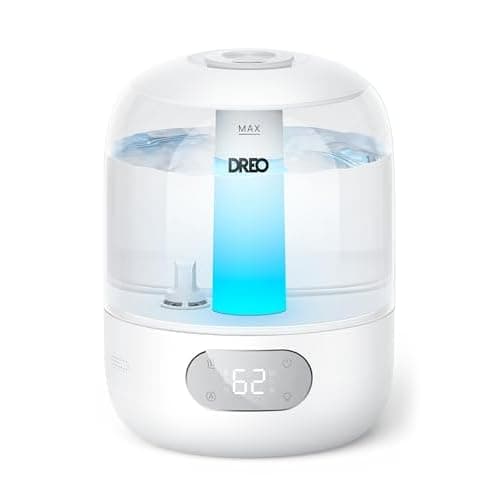 DREO Humidifiers for Bedroom, 3L Top Fill 30H & 26dB Quiet Runtime for Large Room, Cool Mist Ultrasonic Humidifier with Humidity Sensor, Night Light for Home, Baby, Nursery, Plants, New Edit