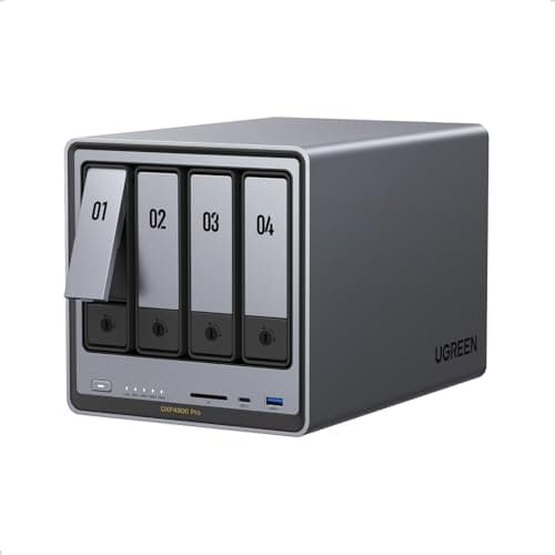 UGREEN NAS DXP4800 Pro 4-Bay Desktop NAS, Intel® Core™ i3-1315U 6-Core CPU, 8GB DDR5 RAM, Built-in 128G SSD, 1x 10GbE, 1x 2.5GbE, 2X M.2 NVMe Slots, 4K HDMI, Network Attached Storage (Diskle
