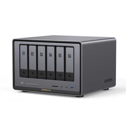 UGREEN NAS DXP6800 Pro 6-Bay Desktop NAS, Intel i5 1235u 10-Core CPU, 8GB DDR5 RAM, Built-in 128G SSD for System, 2X 10GbE, 2XM.2 NVMe Slots, 8K HDMI, 2XTBT4, Network Attached Storage (Diskl