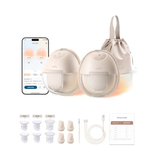 eufy Security Heated Breast Pump S1, Hands-Free Breast Pump with Industry-Leading HeatFlow Tech, App-Controlled OptiRhythm, 300 mmHg Strong Suction, Leakproof, Slim and 46 dB Quiet for in-Br