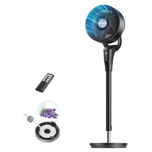 DREO Fan for Bedroom, 2026 Upgraded, 90ft Airflow, 20dB Quiet Fan, 90° Oscillating Standing Fan for Whole Room, DC Motor, 8+H Speeds, 3 Modes, 38-42'' Adjustable Height, 8H Timer, 105° Manua