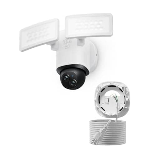 eufy Floodlight Camera E340(with AC Cable),Security Camera Outdoor, 360° PTZ, 24/7 Recording, 2.4G/5G Wi-Fi, 2000 LM, Motion Detection, Built-in Siren, Dual Cam, HB3 Compatible, No Monthly F
