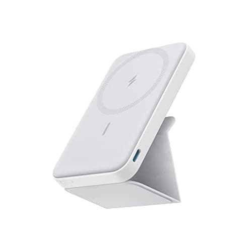 Anker 622 Magnetic Battery (MagGo), 5,000mAh Foldable Magnetic Wireless Portable Charger with Stand and USB-C Port (On the Side), Magsafe-Compatible for iPhone 16/15/14/13 Series Dolomite Wh
