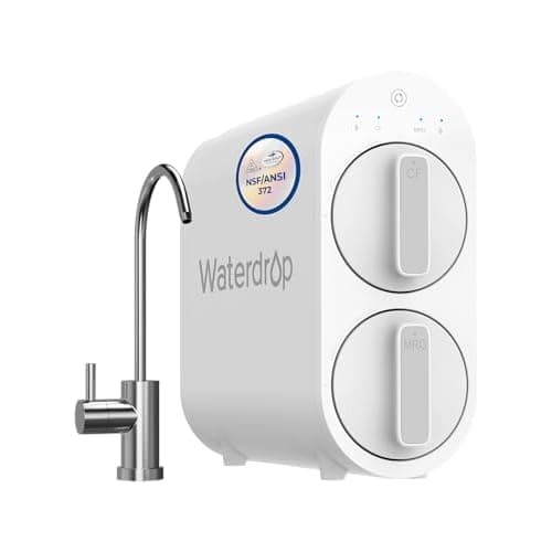 Waterdrop G2 Reverse Osmosis System, 7 Stage Tankless RO Water Filter System, Under Sink Water Filtration System, 400 GPD, 1:1 Pure to Drain, Reduces TDS, FCC Listed, USA Tech White 400 GPD