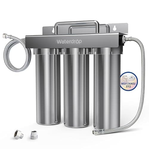 Waterdrop TST-UF 0.01μm Ultra-Filtration Under Sink Water Filter System, Stainless Steel Under Sink Water Filtration System, Removes 99% of Substances, Chlorine, Bad Taste & Odor, No Drill R