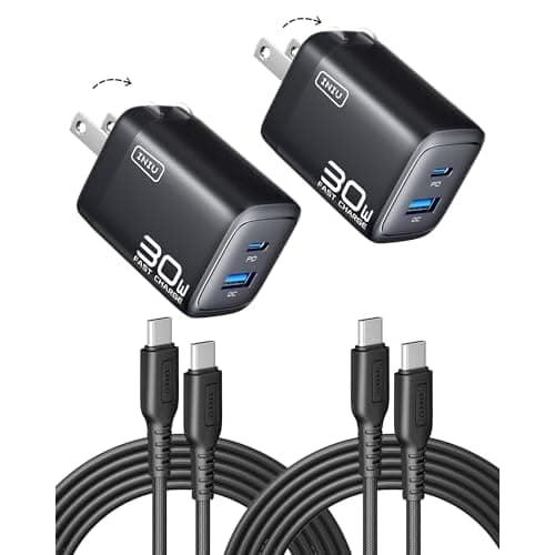 INIU USB C Charger Block, 30W 2-Pack Dual Port GaN Fast Charging Wall Charger with USB-C Cable, ETL Certified Travel Charger for iPhone 17 16 15 Pro Max iPad, Samsung S26 S25 Ultra, Pixel 9a