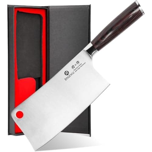 imarku Cleaver Knife 7 Inch Meat Cleaver, Japanese High Carbon Stainless Steel Butcher Knife with Ergonomic Handle, Ultra Sharp Chopping Knife, Kitchen Gadgets for Home/Restaurant, Mothers D