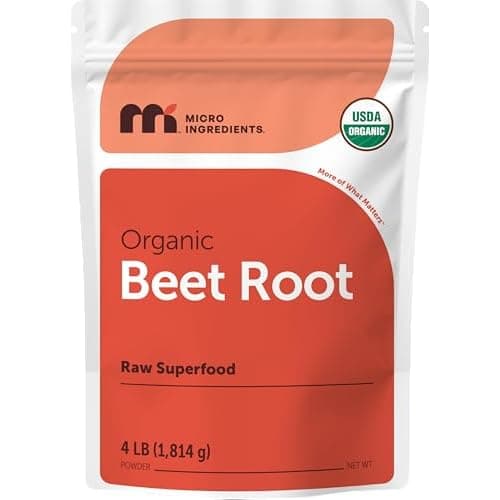 Micro Ingredients Organic Beet Root Powder, 4 Pounds | Cold Pressed, Water Soluble, High Concentrated Raw Beetroot Supplement | Natural Nitric Oxide Superfood Drink Mix | Non-GMO, Vegan Frie