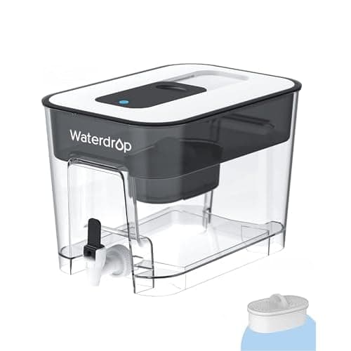 Waterdrop WFD-22L Large Water Filter Dispenser, 40-Cup Water Filter Pitcher, 200-Gallon Long-Life, Reduces Chlorine, PFOA/PFOS and More, BPA Free, Black Classic Black