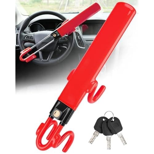 Tevlaphee Steering Wheel Lock Anti-Theft Car Device Heavy Duty Security Car Lock Antitheft Locking Devices Great Deterrent Adjustable Car Wheel Lock Anti Theft for Vehicle Truck SUV with 3 K