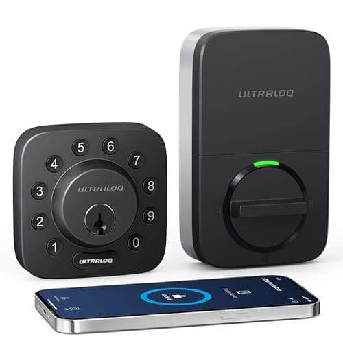ULTRALOQ U-Bolt Smart Lock, 5-in-1 Keyless Entry Door Lock with App Control, Keypad Deadbolt, Auto Unlock, Auto Lock, Smart Door Lock, Smart Locks for Front Door, ANSI Grade 1, Black ‎Black