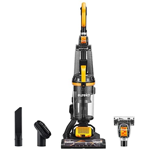 Eureka Powerful Upright Vacuum Cleaner for Home Pet Hair, Lightweight Household Upright Vacuum for Carpet and Hard Floor, MaxSwivel Pro NEU350 with Pet Tool, Yellow MaxSwivel Pro NEU350 with