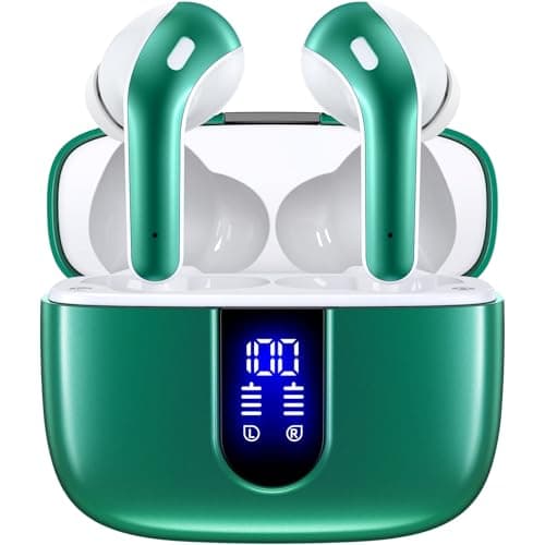 TAGRY Bluetooth Headphones True Wireless Earbuds 60H Playback LED Power Display Earphones with Wireless Charging Case IPX5 Waterproof in-Ear Ear buds with Mic for TV Smart Phone Laptop Compu