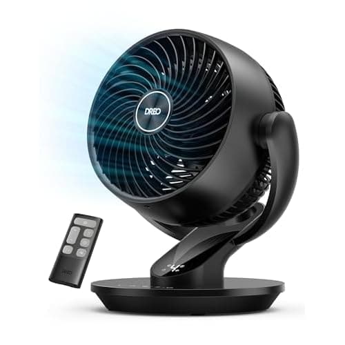 DREO Fan for Bedroom, 13-Inch Oscillating Table Air Circulator Fan for Whole Room, 120° Tilt Adjustment, 25dB Ultra-Quiet, 75ft Powerful Airflow, 4 Speeds Desk Fans with Remote for Home, Off