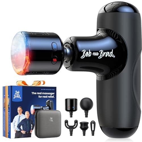 Mini Massage Gun with Heat and Cold Therapy, Bob and Brad Q2 Pro Pocket-Sized Deep Tissue Muscle Massage Gun with Carry Case, Ultra Quiet Portable Percussion Massager for Pain Relief Recover