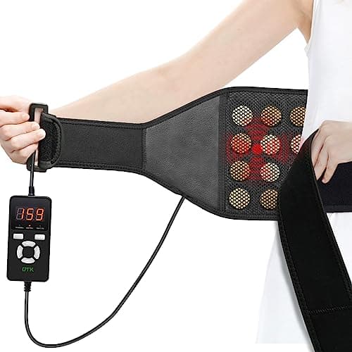 UTK Vibrating Far Infrared Heating Pad for Back Pain Relief, Hot to 159℉, Lower Back Massager Gift for Women Men, FSA-HSA Eligible, 3 Vibration, 16 Timers Auto-Off, 20 Jades, 35-55" Adjustab