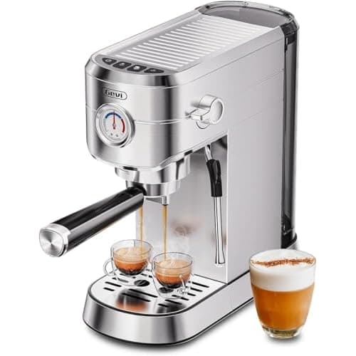 Gevi Commercial Espresso and Coffee Makers, Professional 20 Bar Espresso Maker with Milk Frother, Stainless Steel Expresso Coffee Machines for Home, Compact Cappuccino Machine, Great Gift St