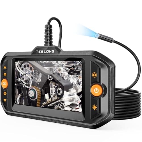 Teslong Endoscope Borescope with Light, Snake Inspection Camera for Automotive Engine, Waterproof Fiber Optic Camera for Mechanics - Ideal for Wall, Vent, Wire Video Scope (16.5FT)