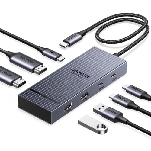 UGREEN 7 in 1 Docking Station Dual Monitor, USB C Hub Dual 4K@60Hz HDMI Display, 10Gbps USB-A/C Data Ports, 100W PD, Aluminum Revodok Pro Laptop Docking Station for HP, Thinkpad, Dell and Mo