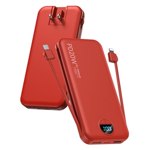 citicr Portable Charger Power Bank, 10000mAh PD20W USB C Fast Charging with Built-in Cables & Wall Plug, 5-in-1 Battery Pack with LED Display, Ultimate Travel Essential for iPhone, iPad, Sam