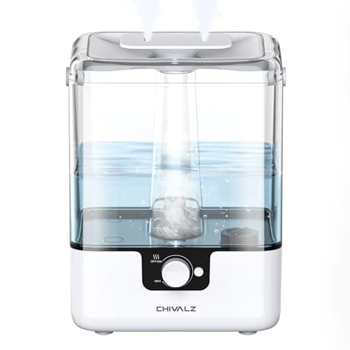CHIVALZ Humidifiers for Bedroom, 6L Cool Mist Humidifiers for Baby Nursery, 26dB Quiet, 50H Runtime, Top Fill Humidifier for Large Room, Home, Plants, Nightlight, Oil Diffuser 1 Pack White