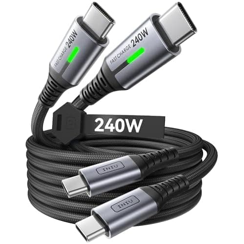 INIU USB C to USB C Cable, 240W Fast Charging Type C Charger Cord, Braided USBC Phone Charger Cable for iPhone 17 16 Pro Max Samsung S26 S25 Laptops MacBook Air 15 M3 iPad Switch [6.6ft+6.6f