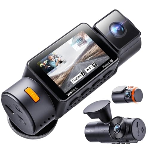 Vantrue New N4S 3 Channel Dash Cam, STARVIS 2 Night Vision, Front Rear Inside Dashcam for Cars, Front and Rear Dual Channel, PlatePix™ Tech, Parking Mode, Wi-Fi, GPS, 2" IPS, Support 1TB (RC