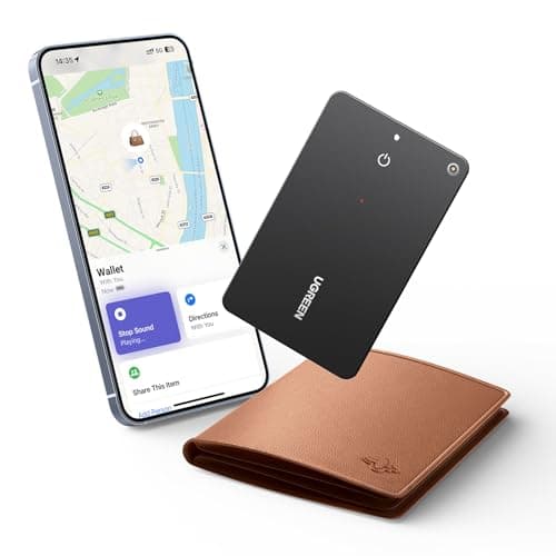 UGREEN FineTrack Slim Wallet Tracker Card (iOS Only), Bluetooth Tracker Card Finder 0.07in &IP68 Waterproof &One Charge Lasts A Year, Work with Apple Find My Rechargeable Tracker[Apple MFi C