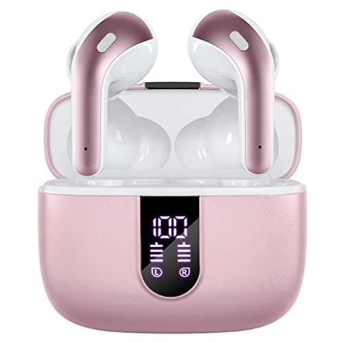 TAGRY Bluetooth Headphones True Wireless Earbuds 60H Playback LED Power Display Earphones with Wireless Charging Case IPX5 Waterproof in-Ear Ear buds with Mic for TV Smart Phone Laptop Compu