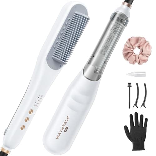Wavytalk Pro Steam Hair Straightener Brush, Steamline Pro 3-in-1 Straightening Brush for Curly Hair, Fast Salon Results with Less Damage, Anti-Frizz and Hair Nourishment