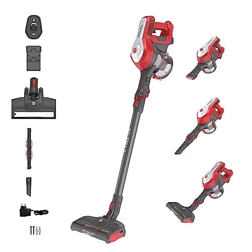 Hoover Akku-Staubsauger H-Free 100 Home ohne Beutel mit bis zu 40 Min. Laufzeit I Staubsauger kabellos mit LED-Licht, XL Staubbehälter & Parkfunktion I Akkusauger mit Fugendüse & Staubbürste