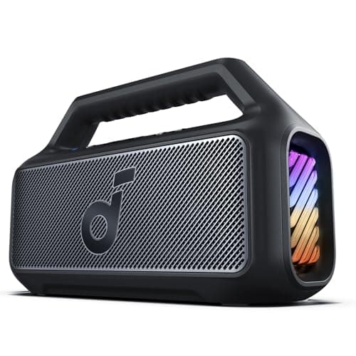 Soundcore Boom 2 By Anker, Outdoor Speaker, 80W, Subwoofer, BassUp 2.0, 24H Playtime, IPX7 Waterproof, Floatable, RGB Lights, USB-C, Custom EQ, Bluetooth 5.3, Portable for Camping and Beach