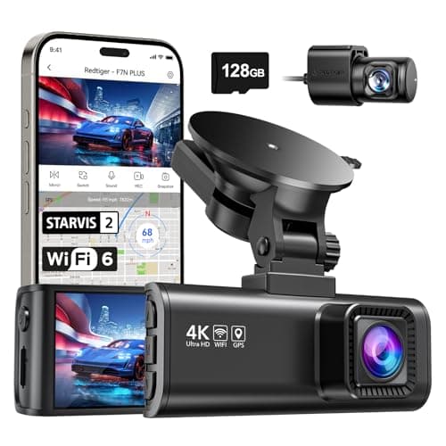 REDTIGER 4K Dash Cam Front Rear, STARVIS 2 Sensor, Free Card Included, 5.8GHz WiFi-20MB/s Fast Download, Dash Camera for Cars with GPS, WDR Night Vision, 170°Wide Angle, 24H Parking Mode(F7N