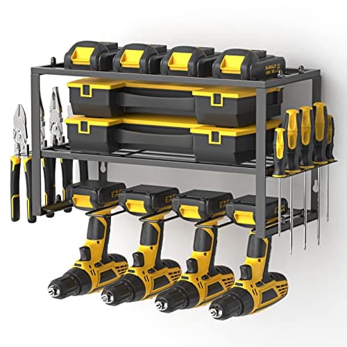 Spacecare Power Tool Organizer- Power Drill Tool Holder- Heavy Duty Tool Shelf & 1 Pack 3 Layers Tool Rack Cordless Drill Holder- Floating Tool Shelf Wall Mounted Tool Storage Rack for 4 Dri