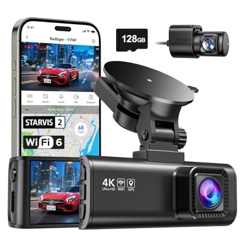 REDTIGER Dashcam Auto Vorne Hinten 4K/2,5K mit STARVIS 2, Dash Cam Auto Kamera 3,18" IPS-Bildschirm, kostenlose 128-GB-Karte,5.8GHz WiFi, GPS, 170°Weitwinkel WDR, Unterstützt 512 GB Max(F7NP