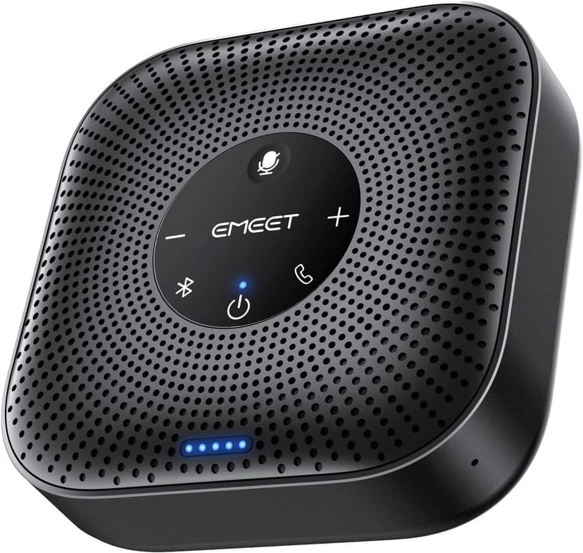 EMEET Conference Speakerphone M0 Plus, 4 AI Mics 360° Voice Pickup, Noise Reduction, USB C Speaker, Bluetooth Conference Speaker for 8 People w/Daisy Chain for 16 Compatible with Leading Sof